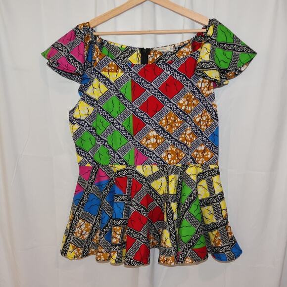 NWT Shenbolen Size 2X Multicolor Top Flared Sleeves Round Neck Zipper - Picture 11 of 14